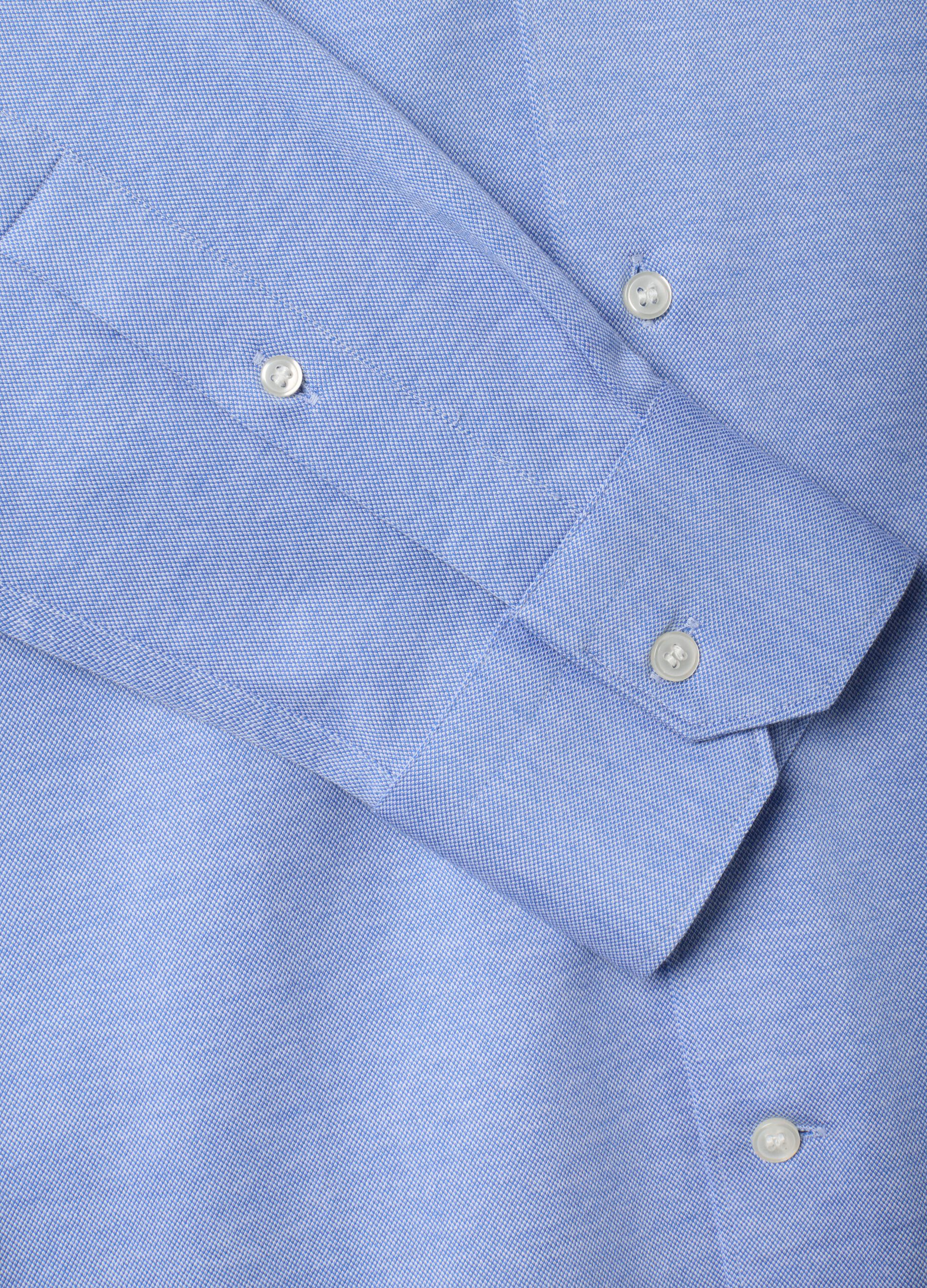 Light blue pure cotton knit shirt, regular fit with classic collar