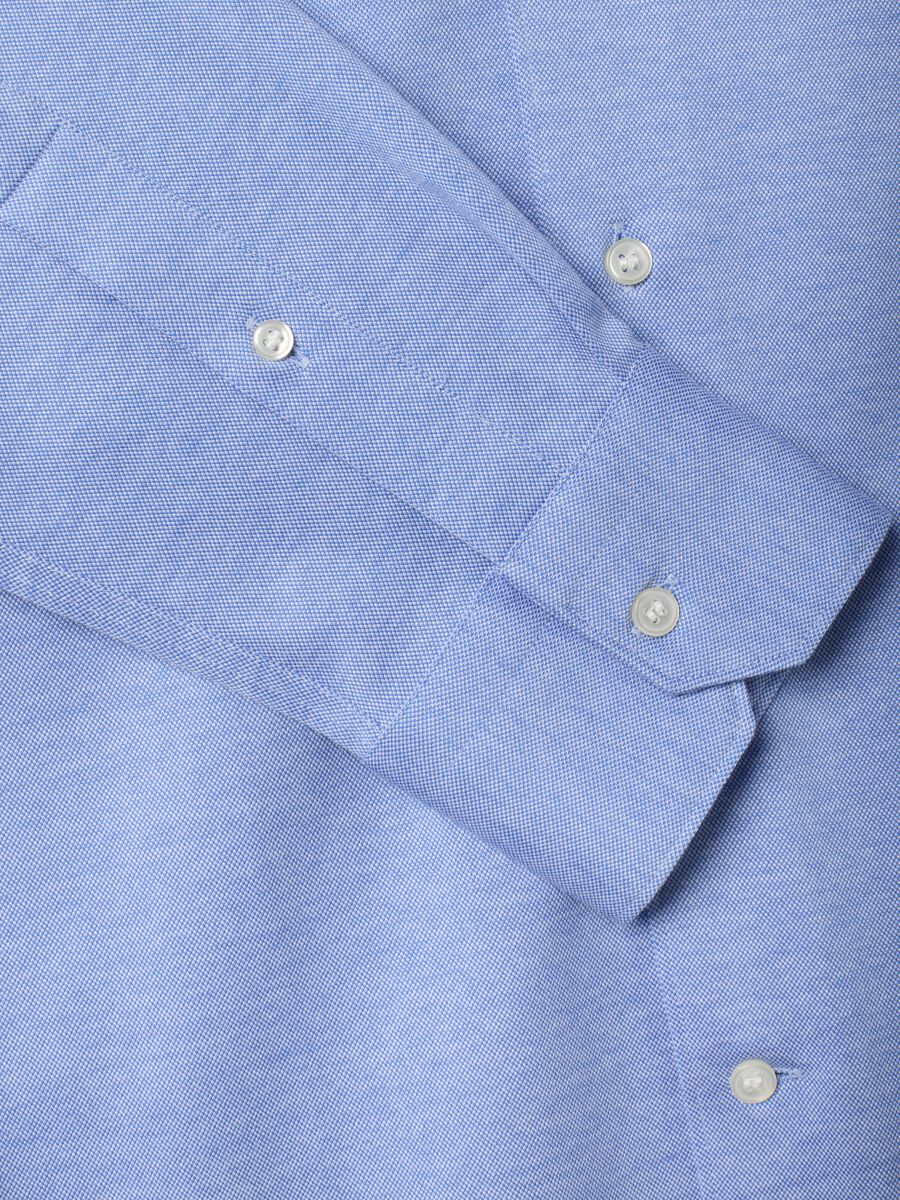 Camicia knit azzurra in puro cotone regular fit con colletto classico_2