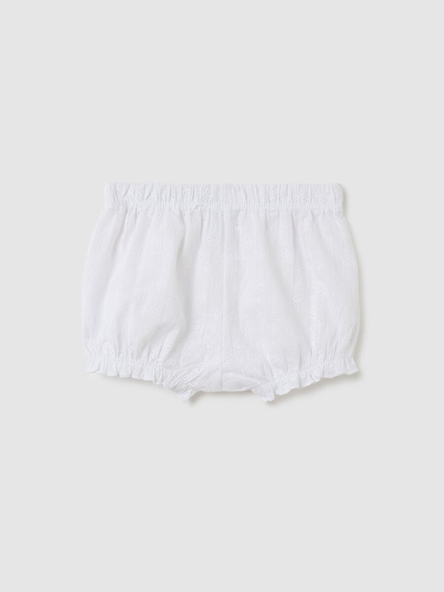 Pantaloncini da bambina in puro cotone bianco regular fit_1