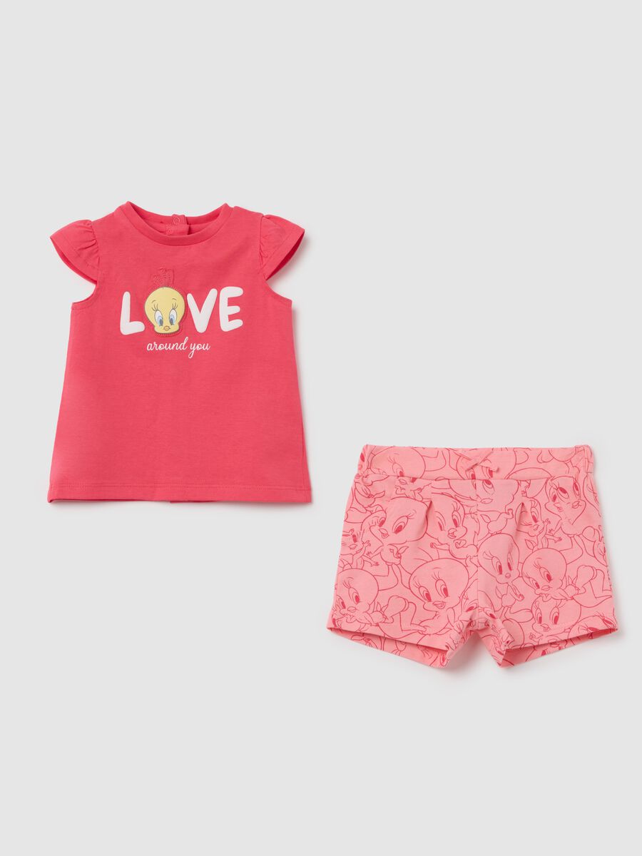 Baby Girl Set in Pure Red Cotton with Pattern_0