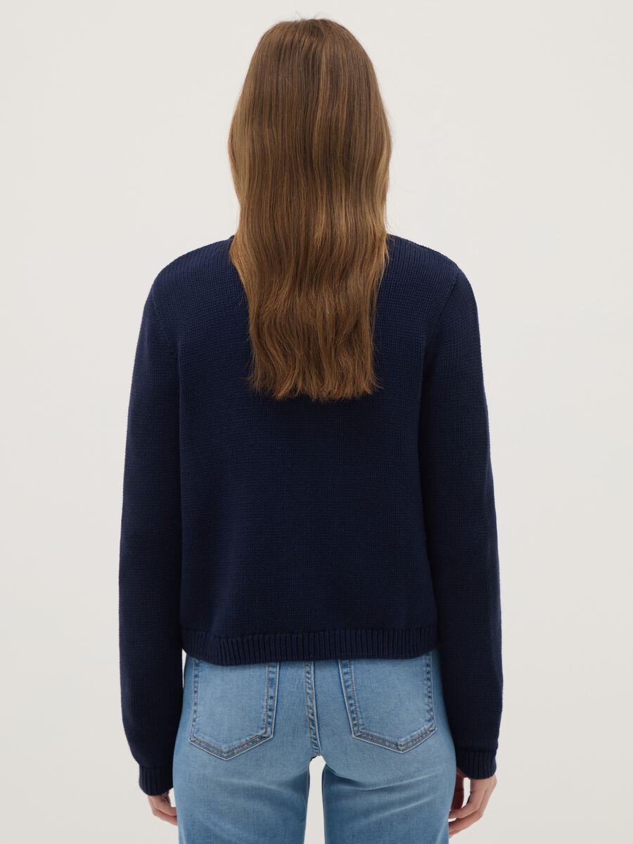 Regular fit blue cardigan in pure cotton with buttons_2