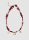 Red floral-print necklace with gold-tone charms_0