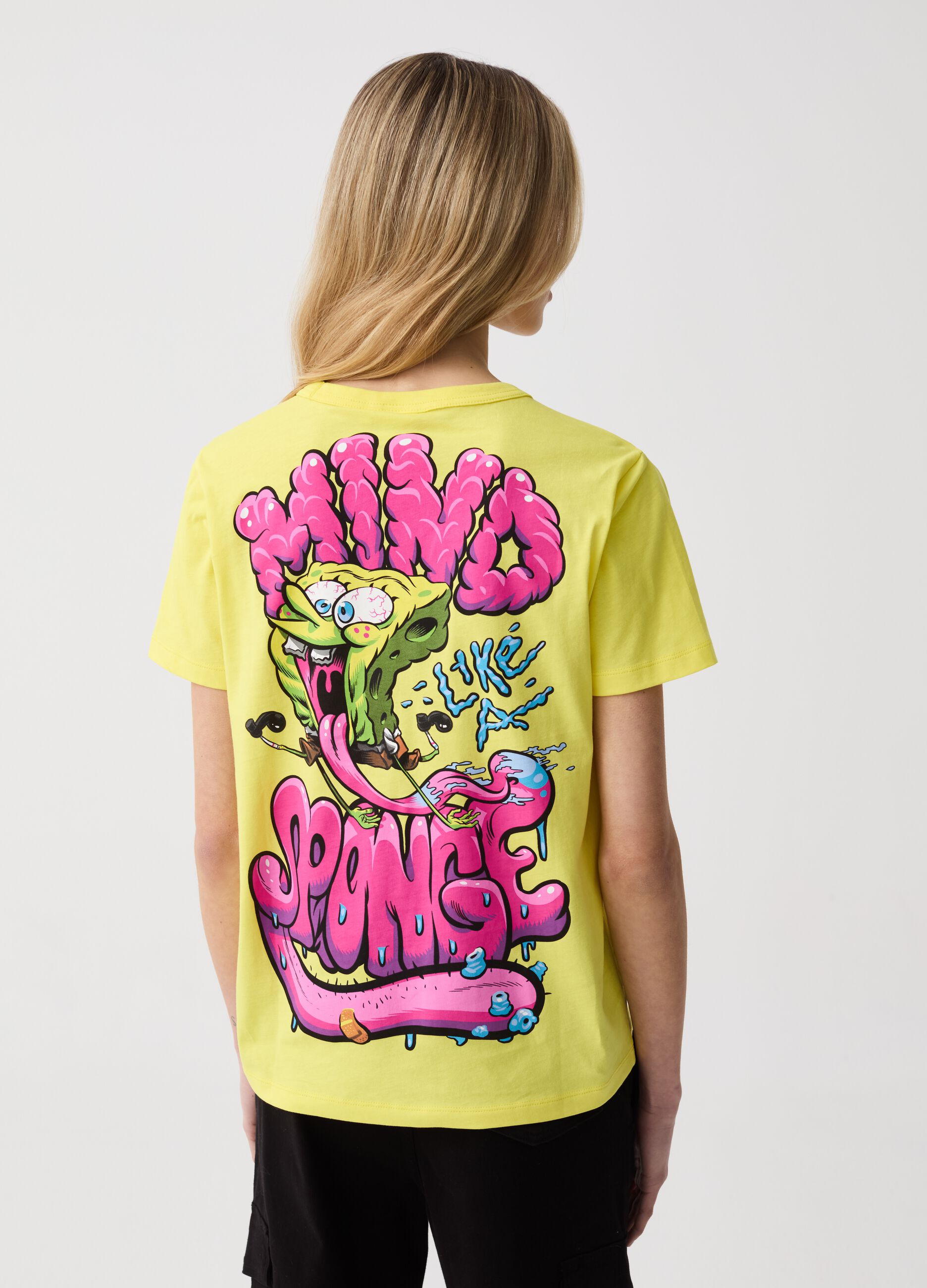 Cotton T-shirt with SpongeBob print