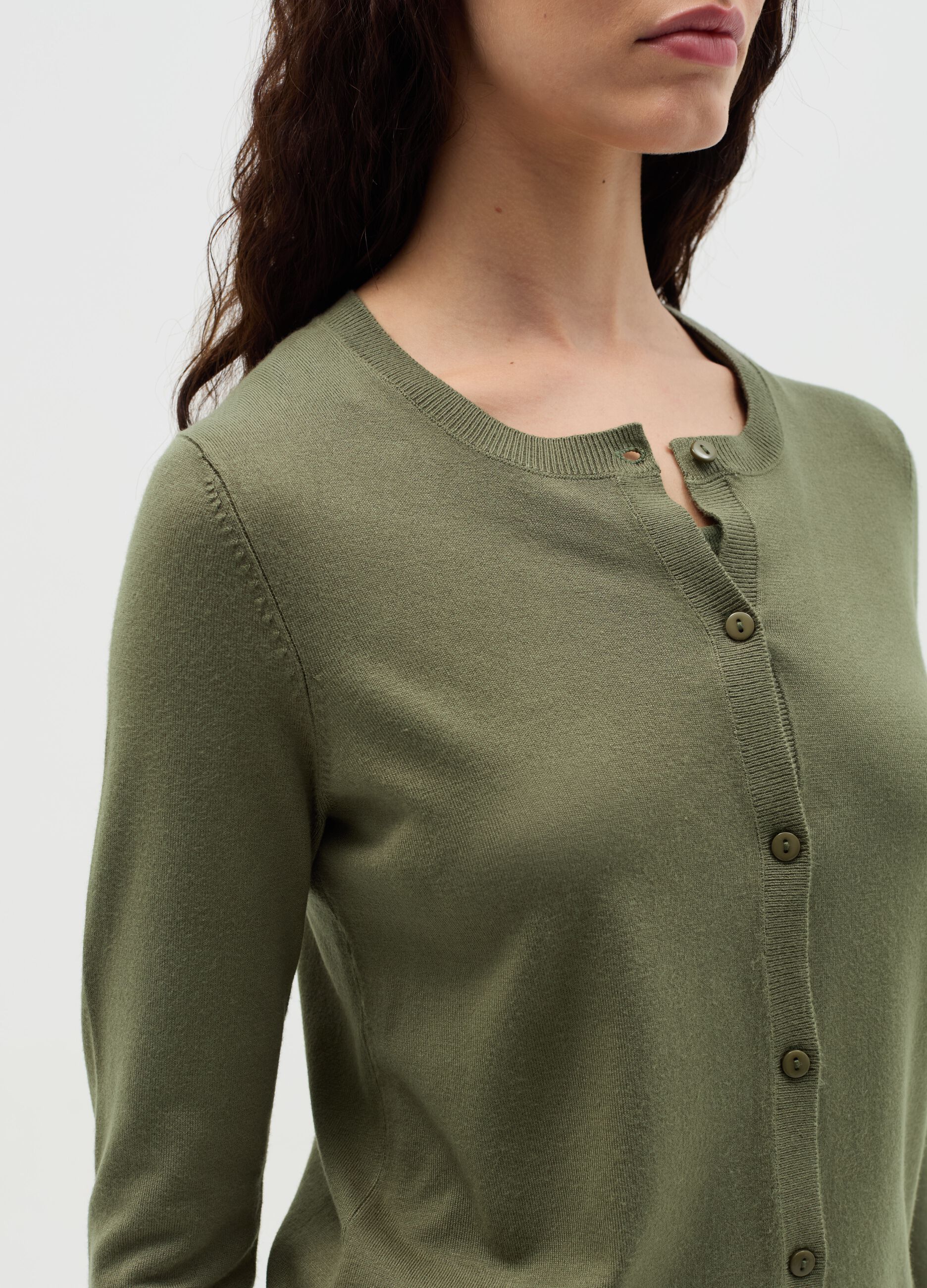 Cardigan girocollo tinta unita
