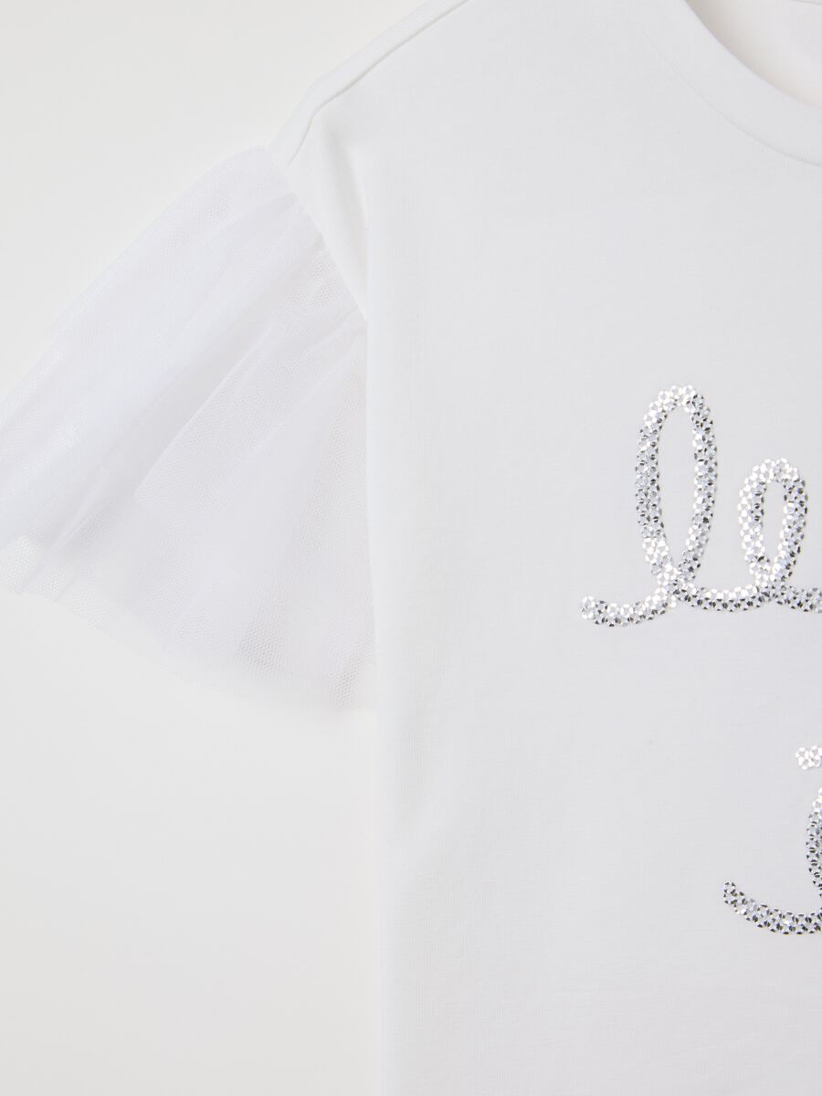 White stretch cotton T-shirt with sequins_2