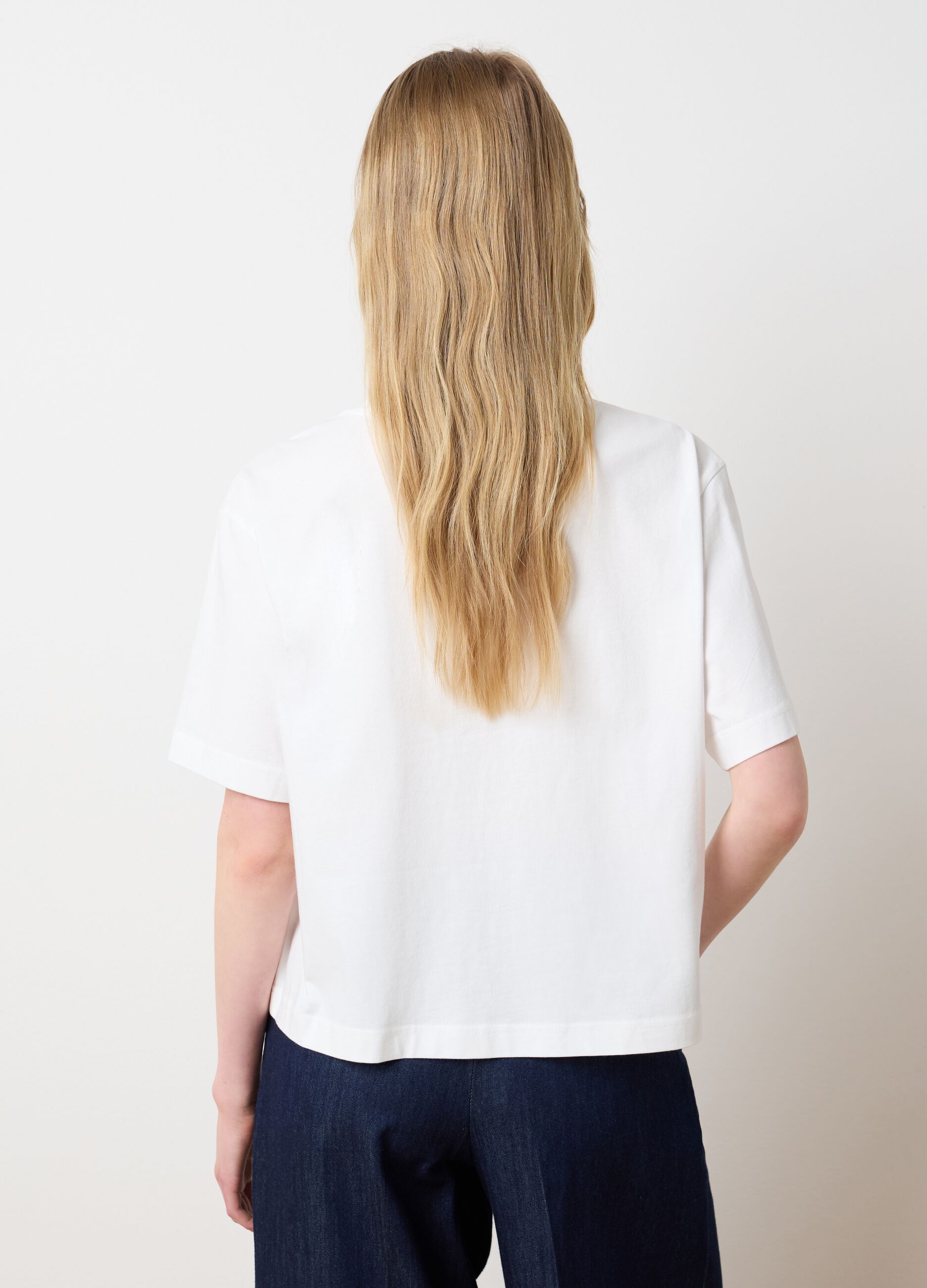 White T-shirt with palm embroidery Les Copains