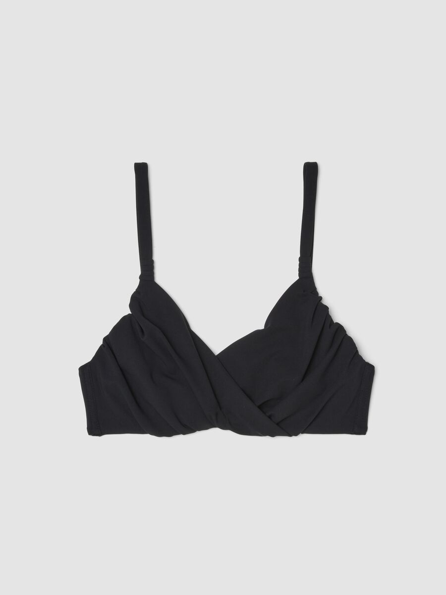 Top bikini nero in tessuto elasticizzato con effetto shaping_4