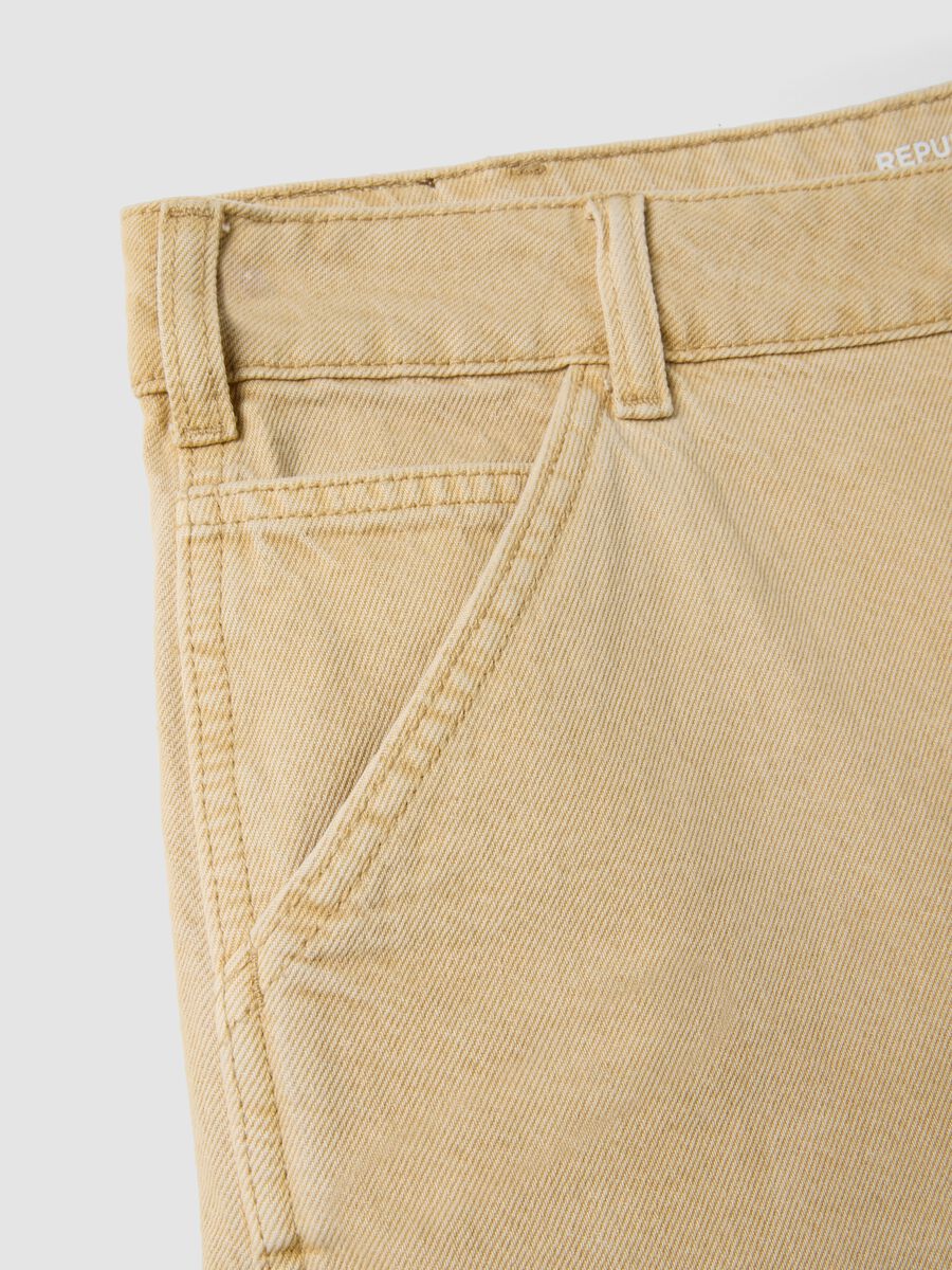 Beige pure cotton Bermuda shorts_5