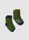 Bipack calze antiscivolo verdi in cotone organico elasticizzato con fantasia dinosauri_0