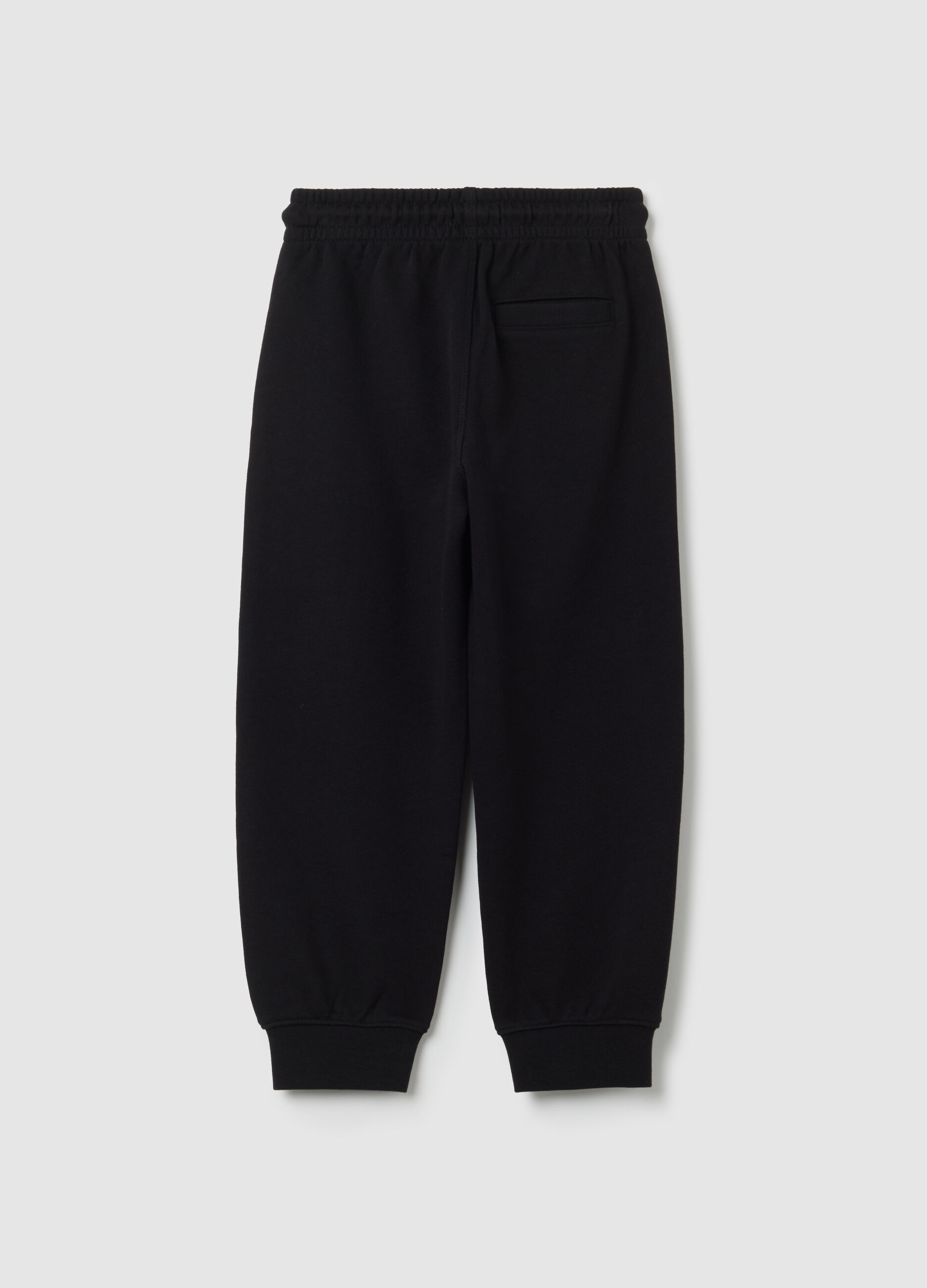 Jogger da bambino in puro cotone nero regular fit