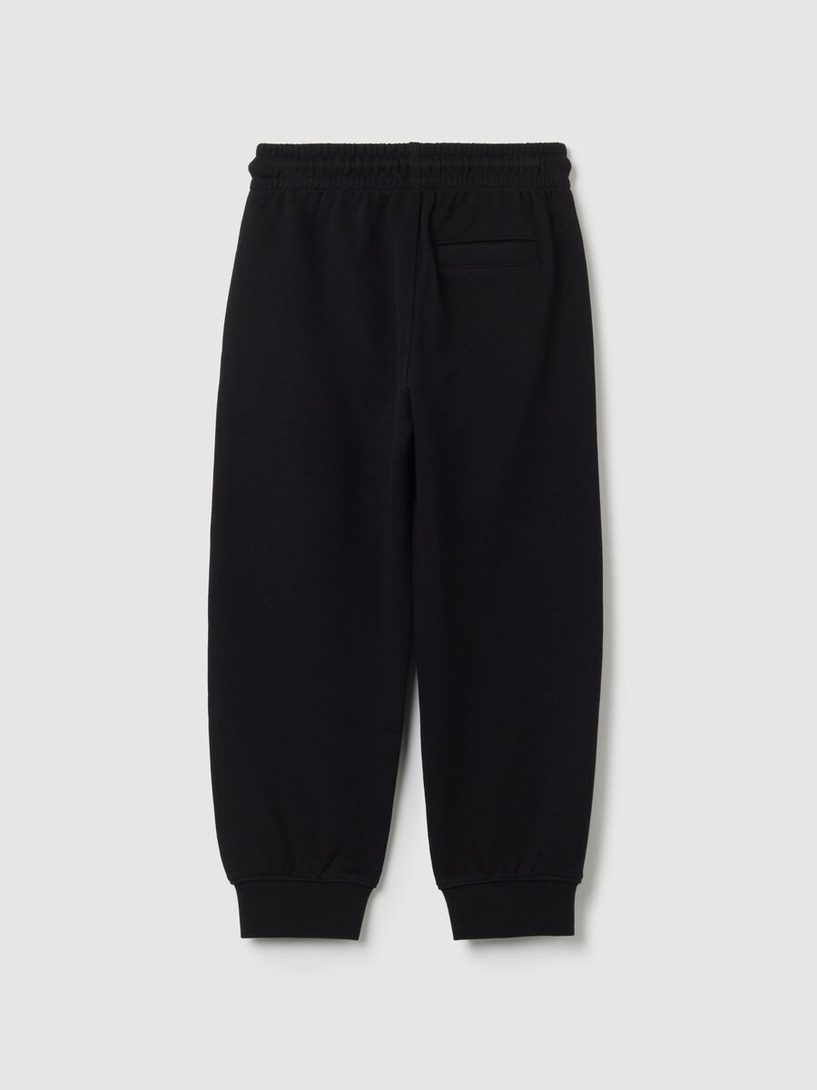Jogger da bambino in puro cotone nero regular fit_1