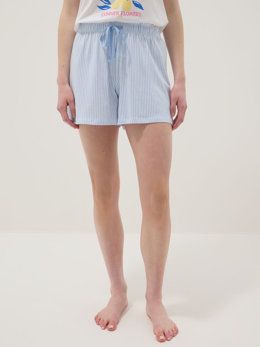 Pure cotton multicolour striped pyjama shorts, regular fit_1