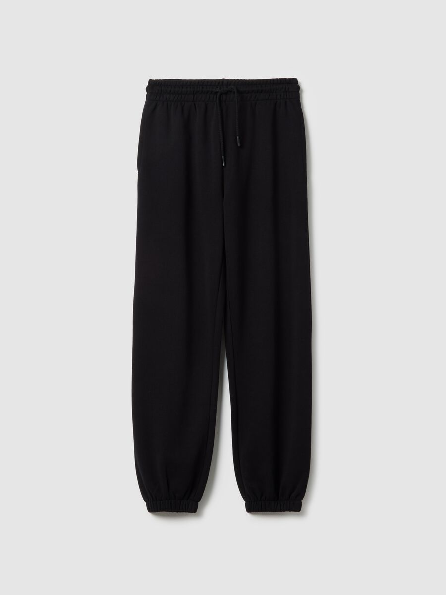 Black cotton blend jogger trousers regular fit_4
