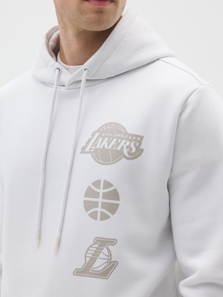 White Cotton Blend Sweatshirt with Los Angeles Lakers Print_3