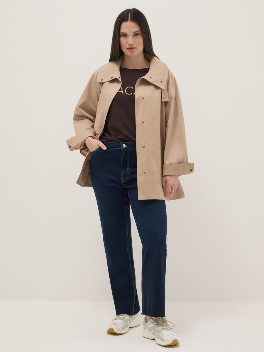 Giacca in misto cotone beige oversize fit_1