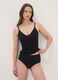 Black stretch-fabric vest top with plunging neckline_0