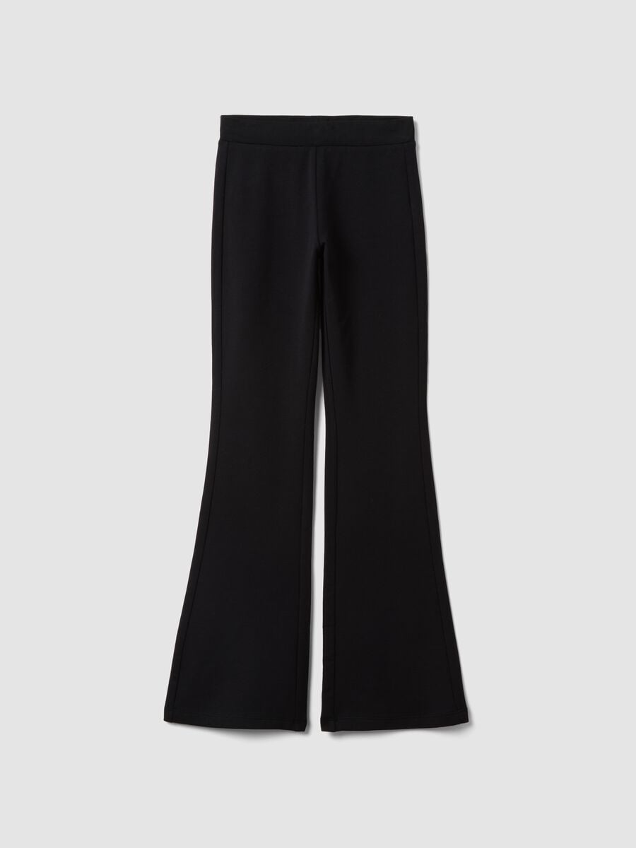 Leggings neri flare in cotone elasticizzato_0