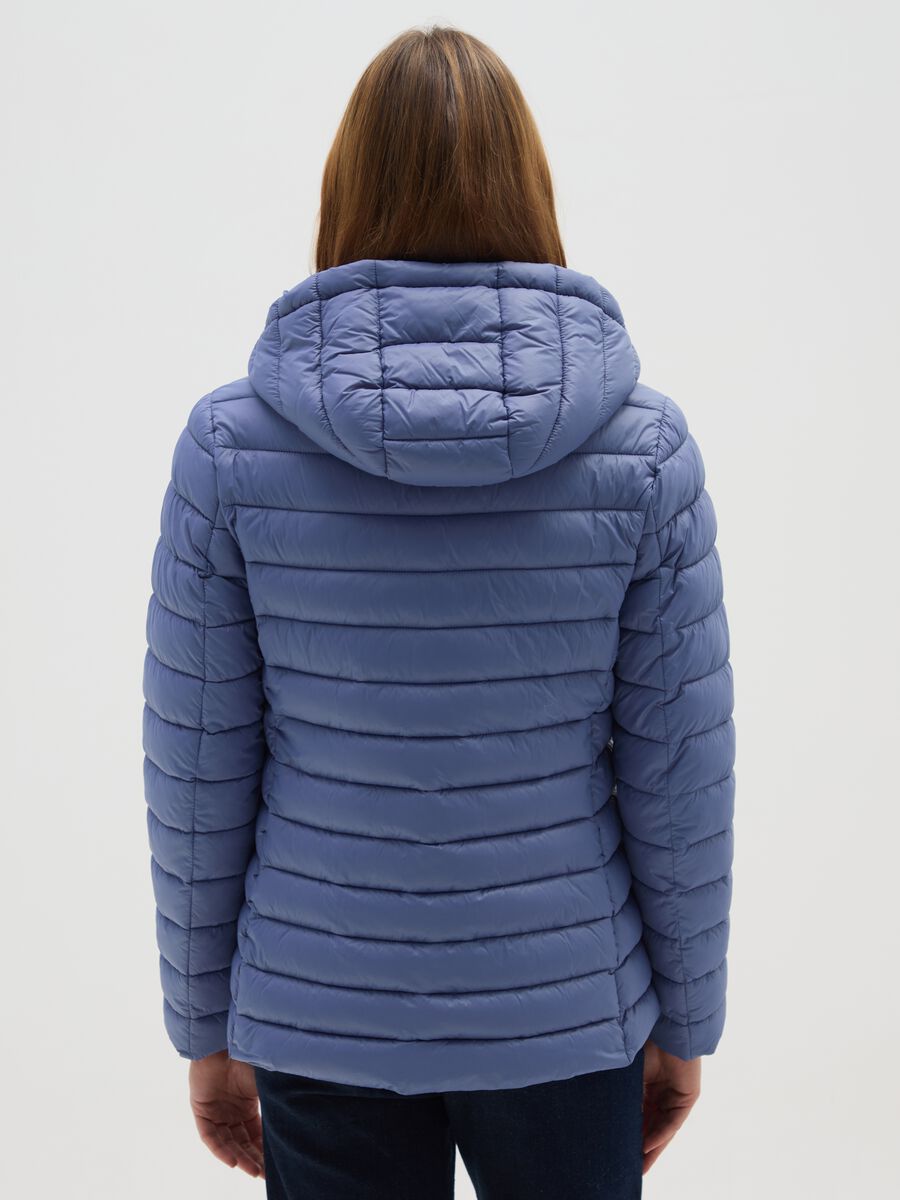 Blue padded jacket regular fit with hood_2
