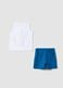 White and blue pure cotton set with vest top and shorts_1