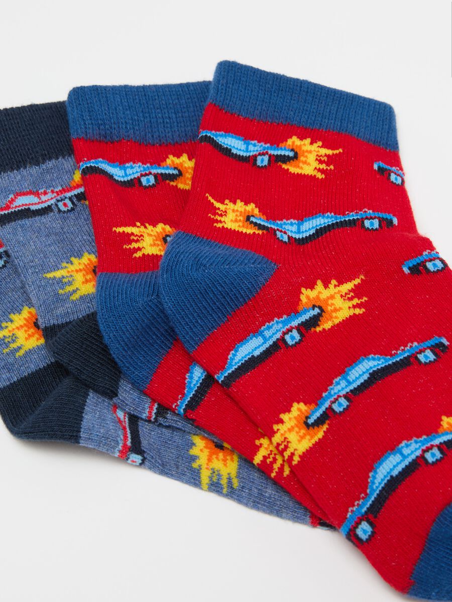Five-pair pack short socks with stripes and race car_2