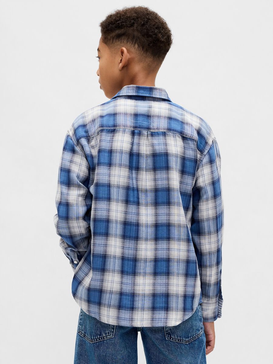 Camicia blu a maniche lunghe in cotone_1