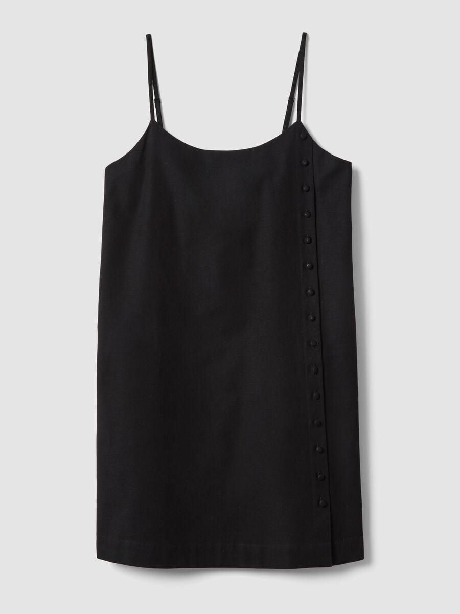 Abito nero slipdress in misto cotone e lino_4