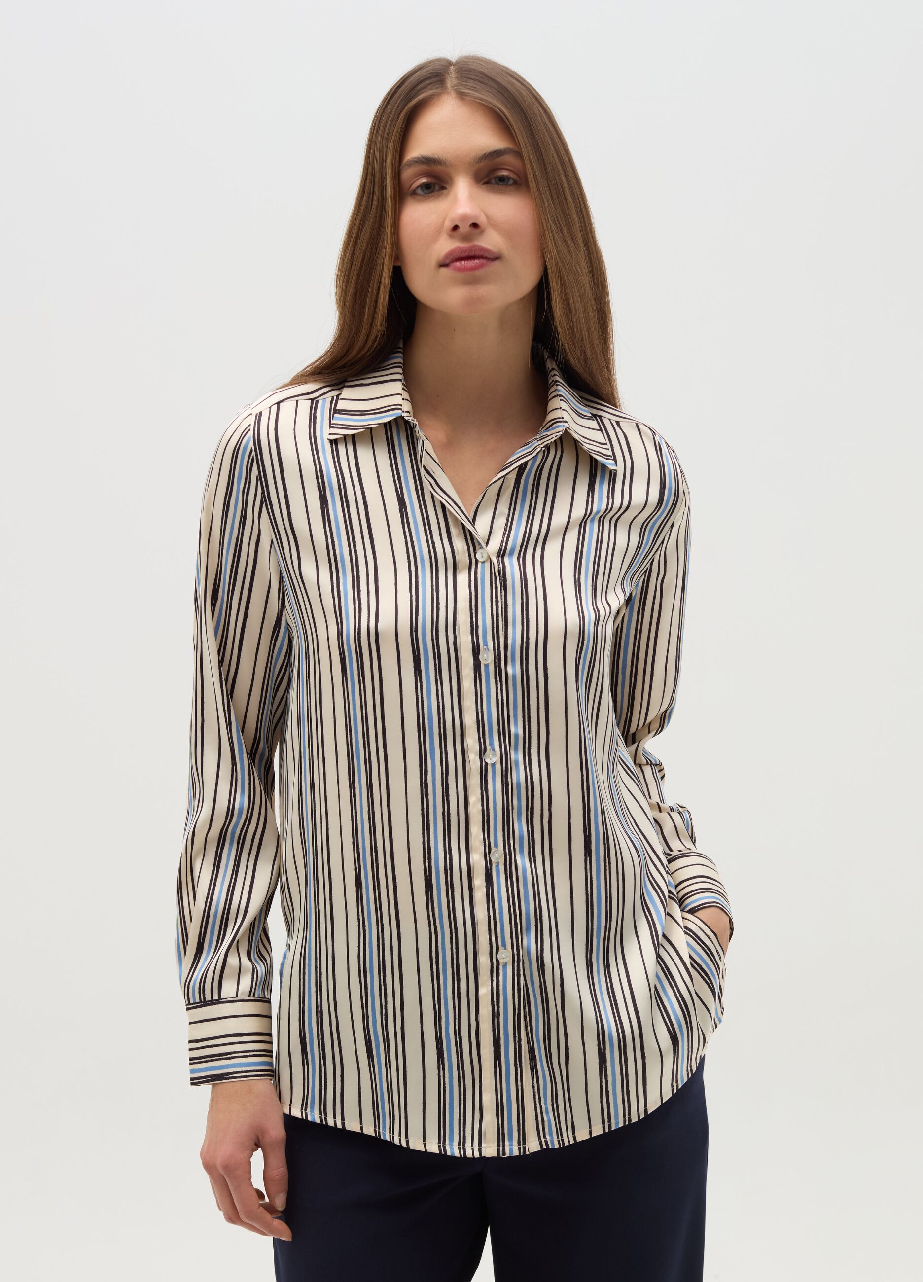 Satin shirt with side splits