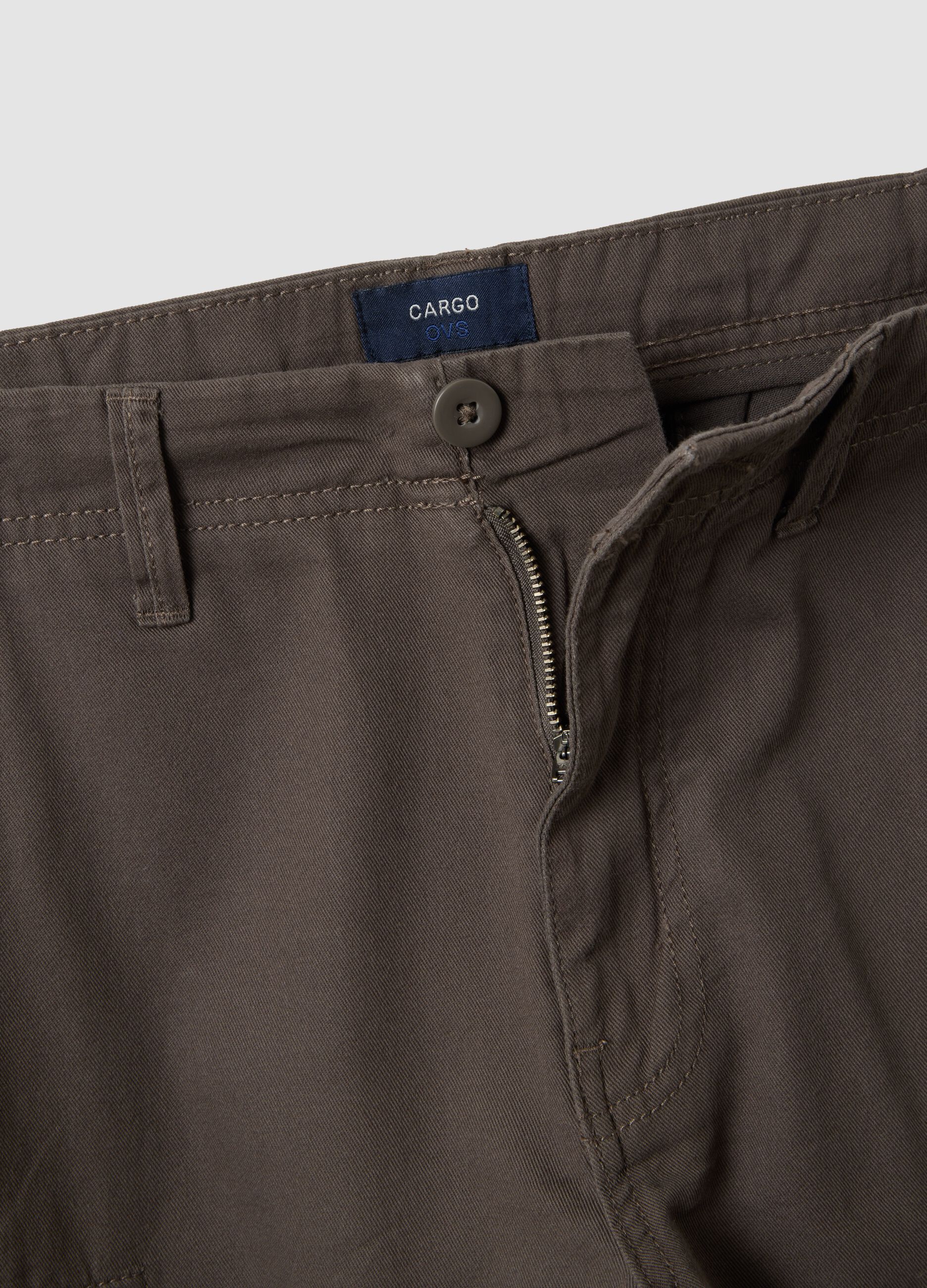 Brown pure cotton regular-fit cargo Bermuda shorts