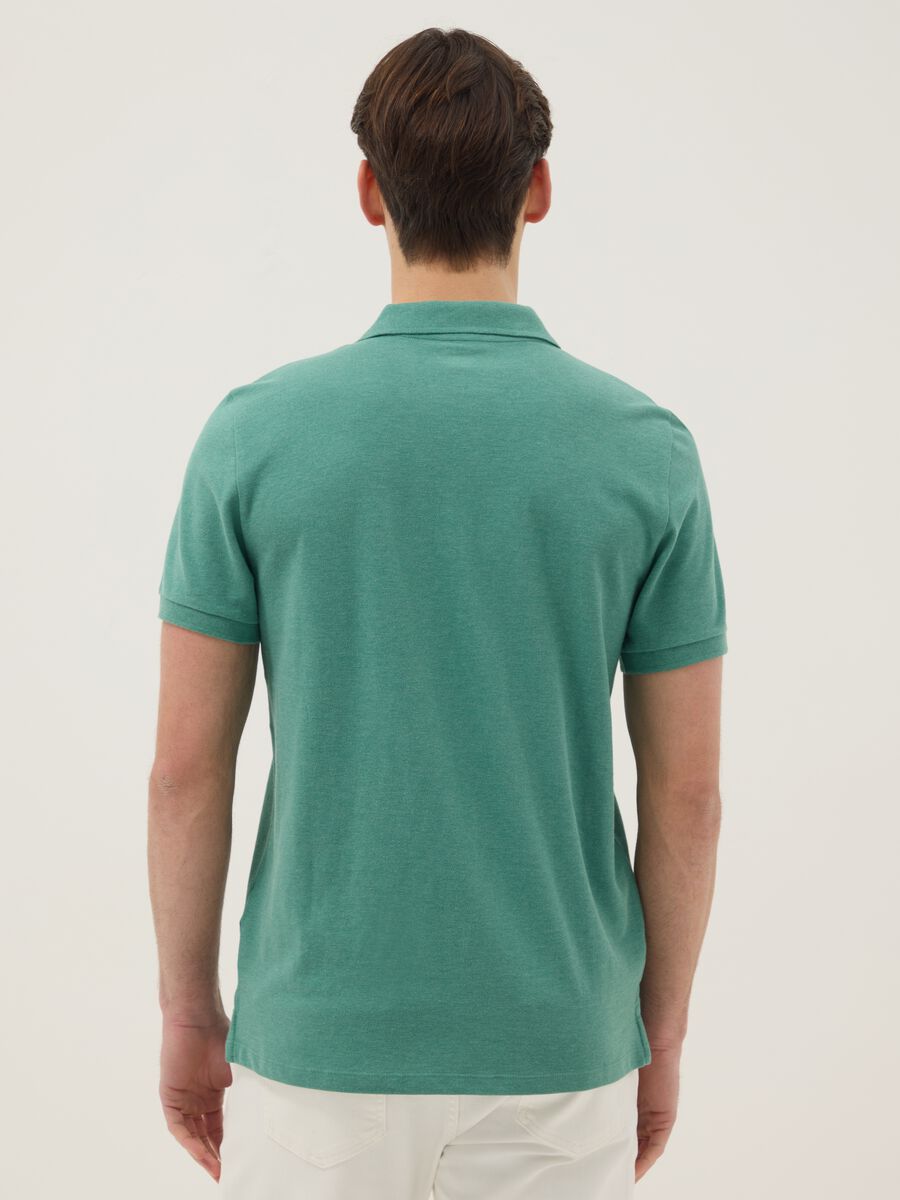 Green pure cotton short-sleeve polo shirt, regular fit_2