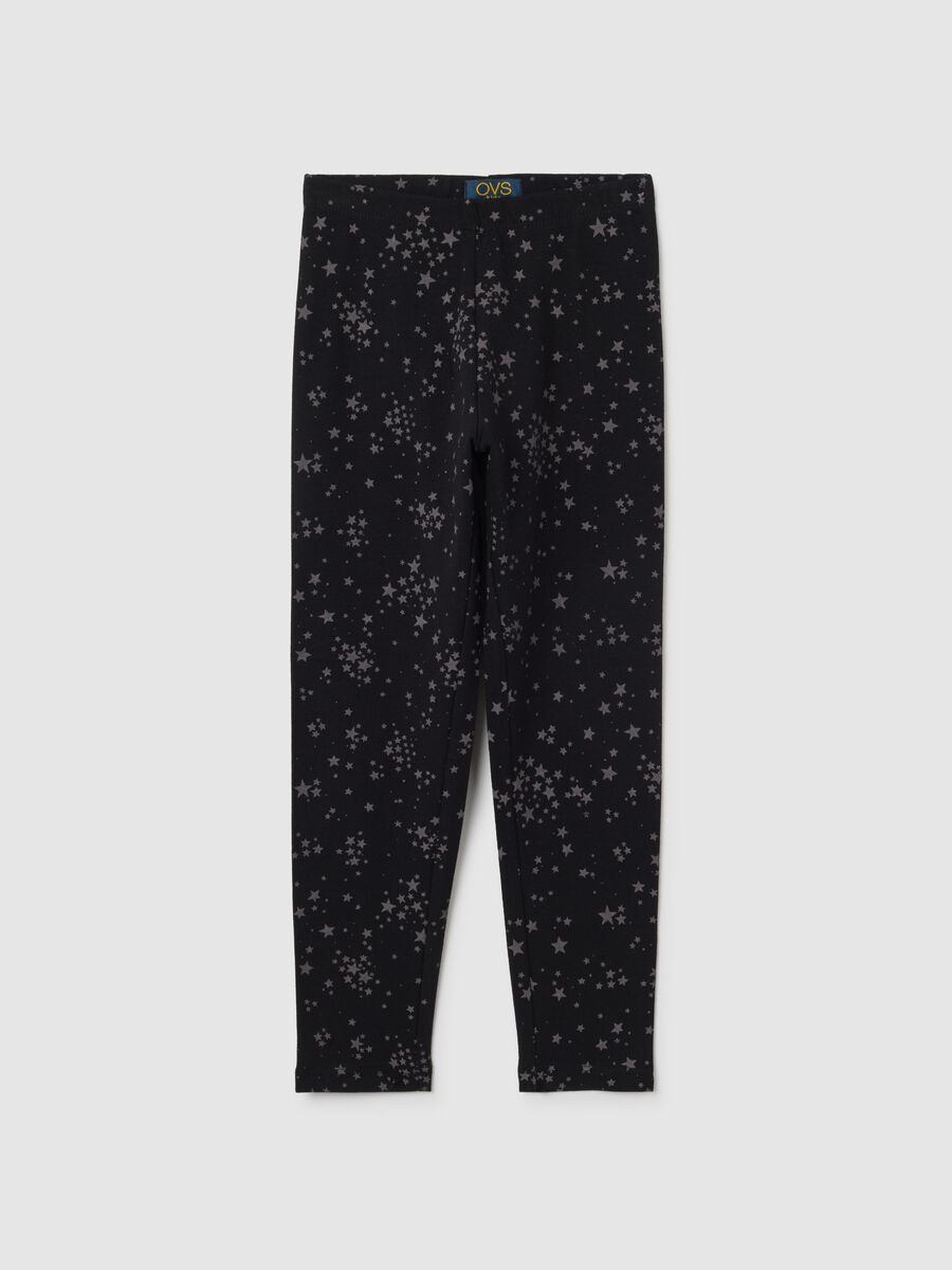 Leggings da bambina in cotone elasticizzato nero skinny_0