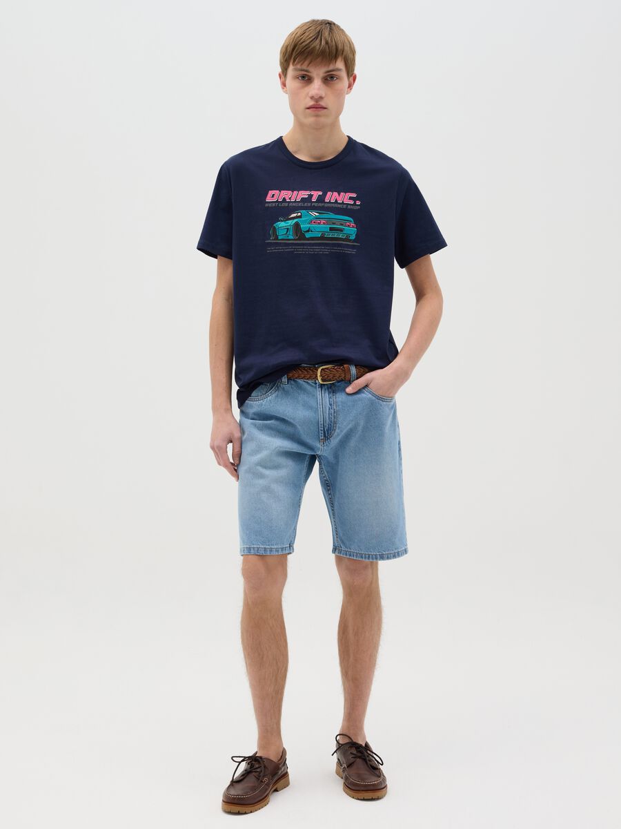 Cotton T-shirt with "Drift Inc" racing car print_1