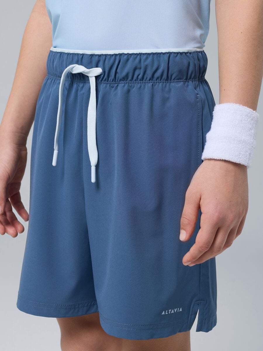 ALTAVIA COURT blue sports shorts in stretchy technical fabric for boys_1