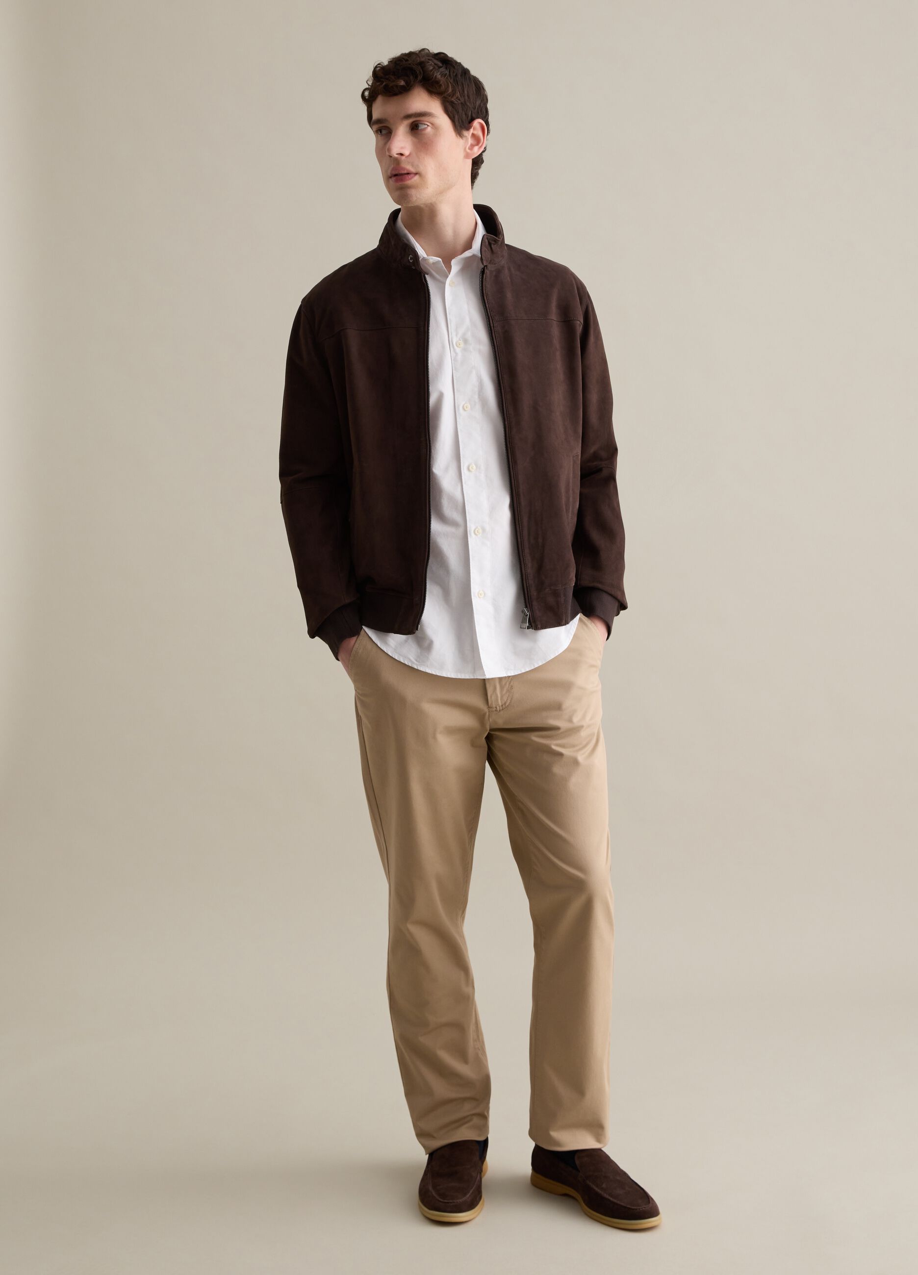 Bomber jacket in suede leather