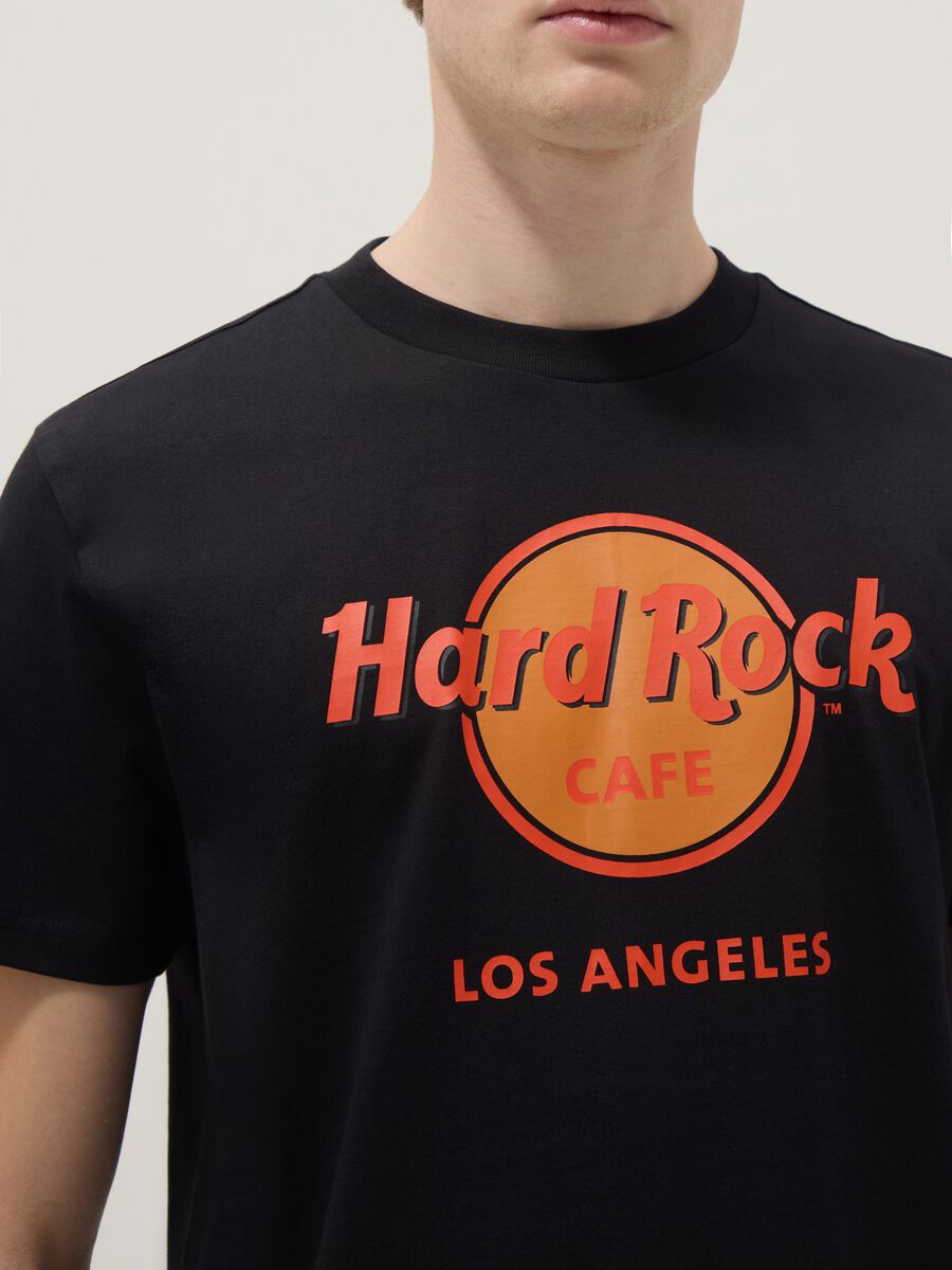 Black pure cotton regular fit t-shirt with Hard Rock Cafe logo_3