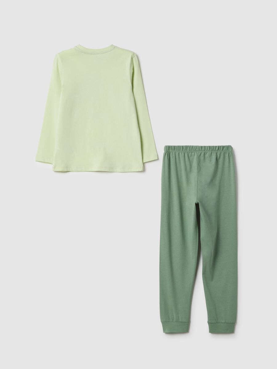 Children's green pure cotton pyjamas regular fit with tree print_1
