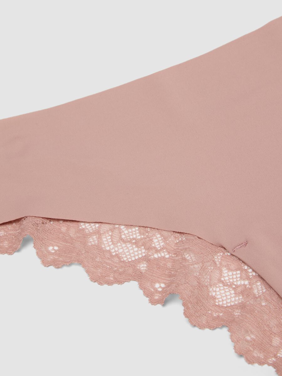 Slip brasiliana rosa in microfibra elasticizzata con pizzo_2