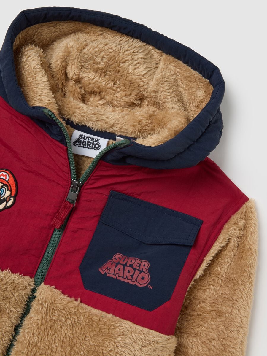 Felpa multicolor da bambino in sherpa full zip regular fit con stampe_3