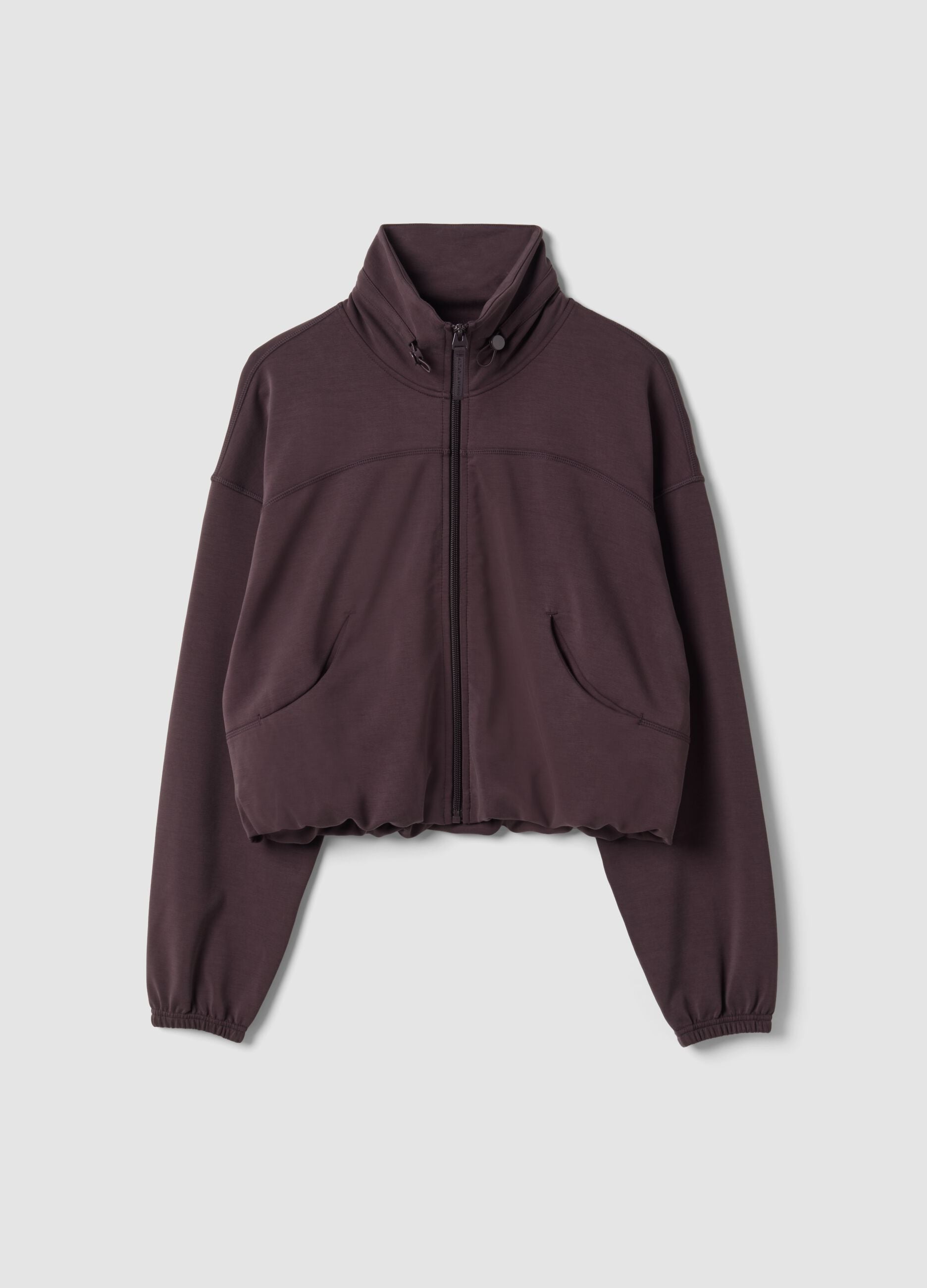 Cropped purple full-zip soft-touch jacket with stand-up collar ALTAVIA STUDIO