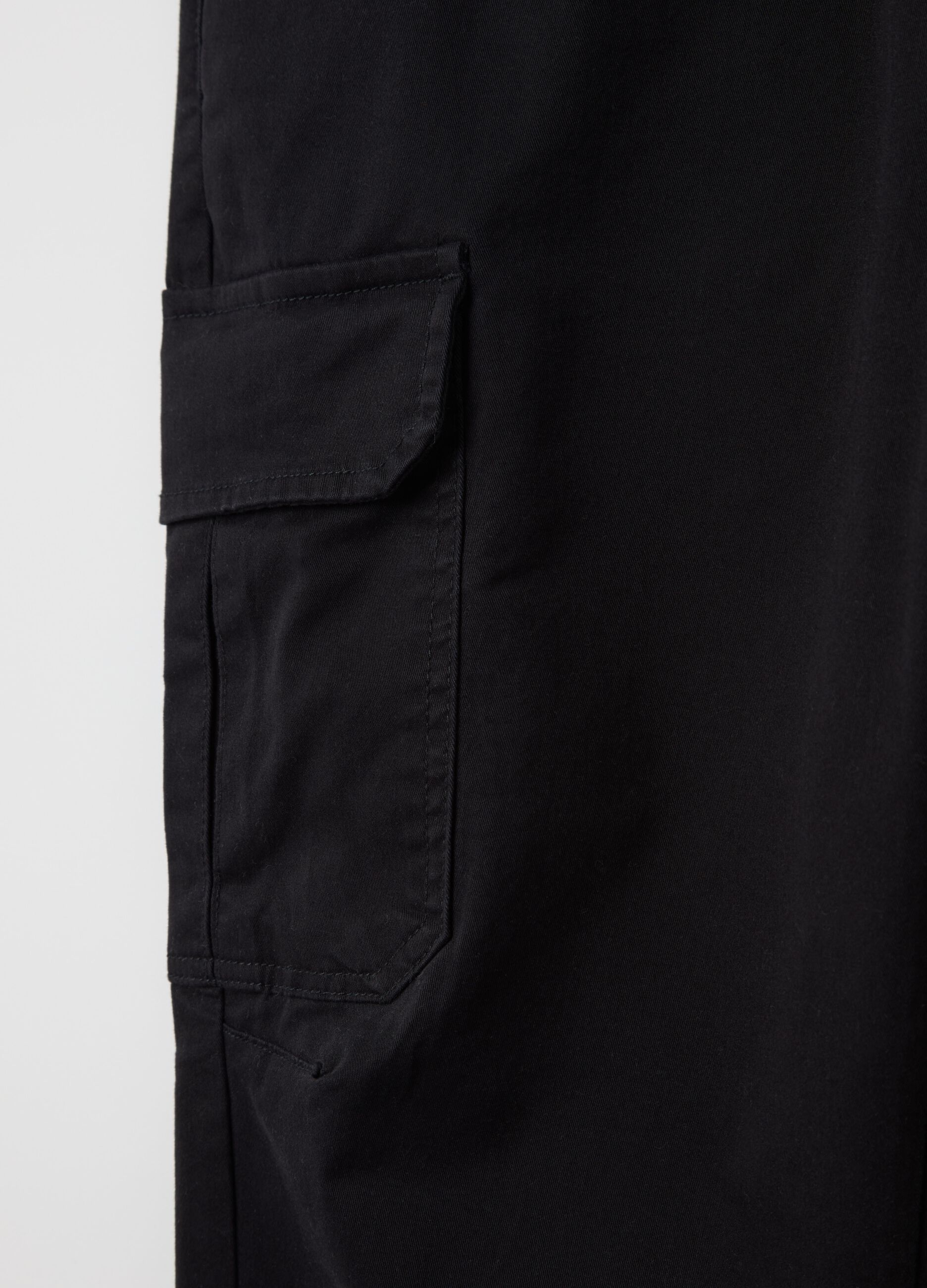 Black cargo joggers with drawstring
