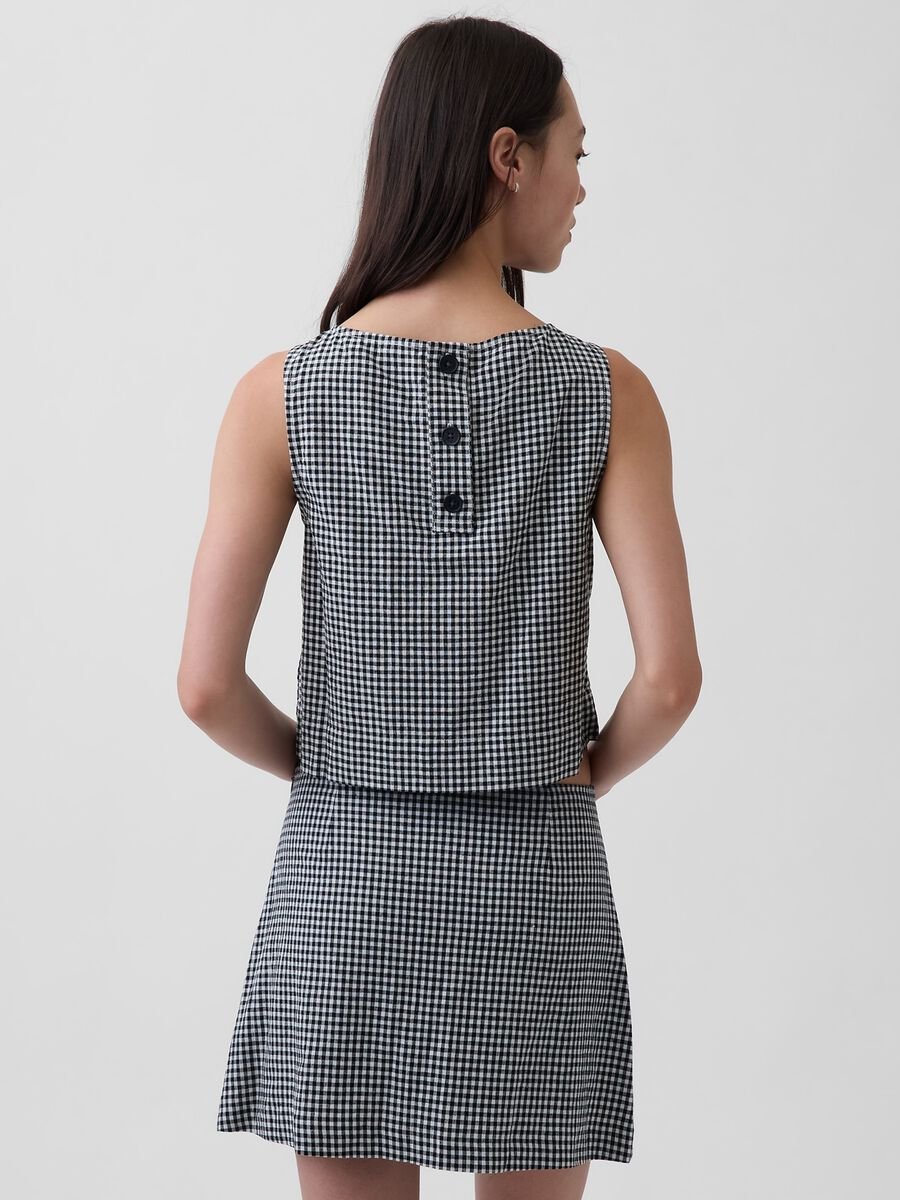 Checked linen-blend top_1