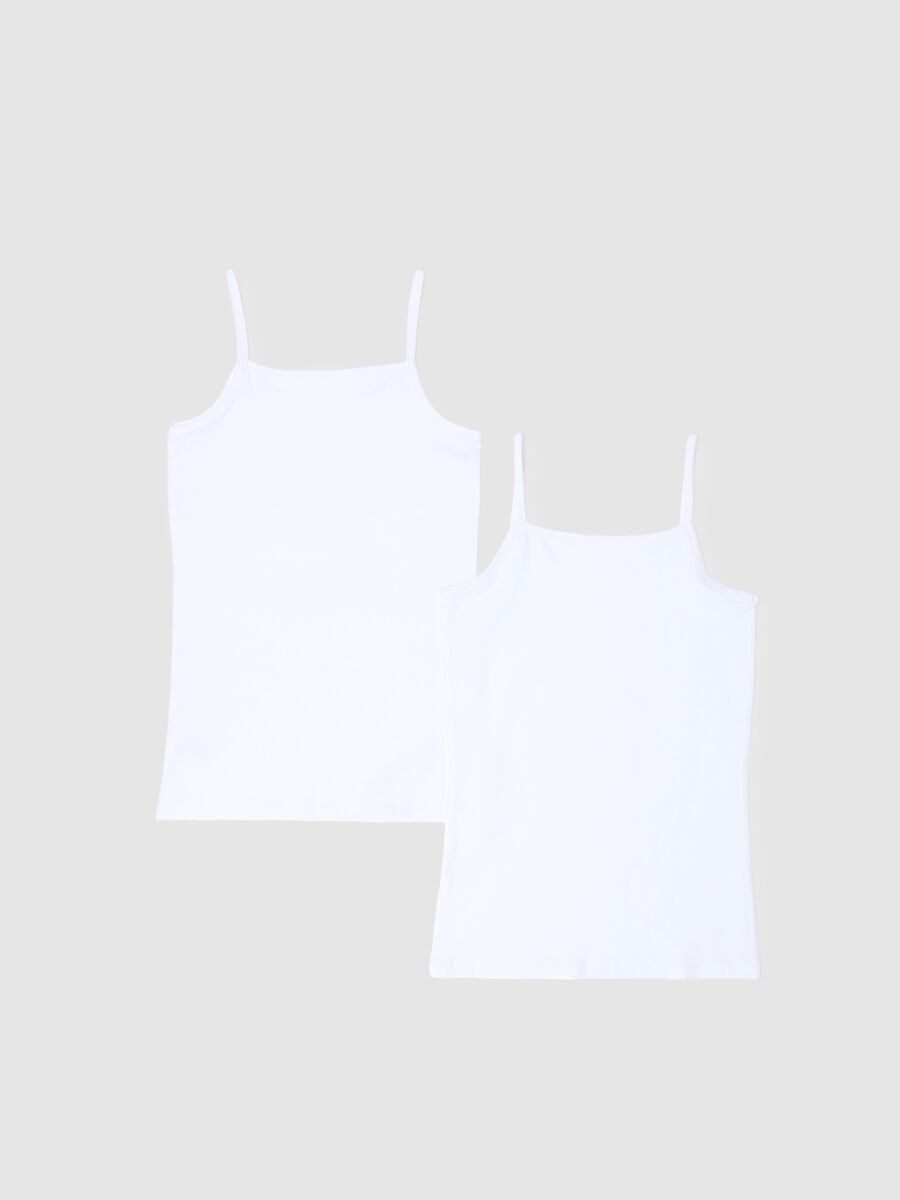 Two-pack of girls' regular fit white stretch cotton vests_1