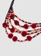 Collana nera e rossa a fili multipli con pon pon_1