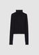 Black stretch viscose top with stand-up collar, slim fit_0