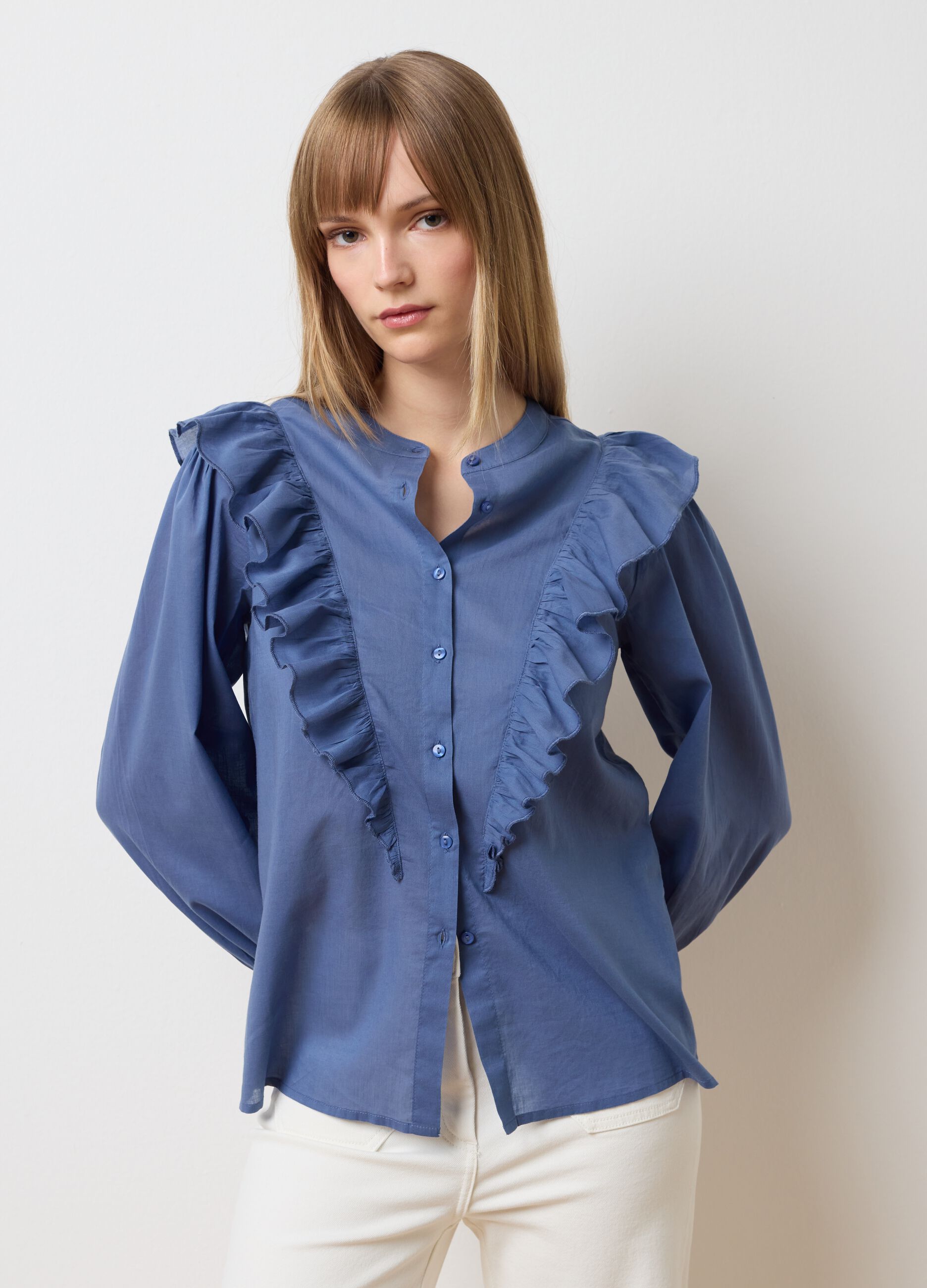 Blue Regular Fit Pure Cotton Shirt