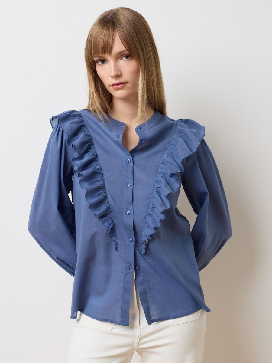 Blue Regular Fit Pure Cotton Shirt_0