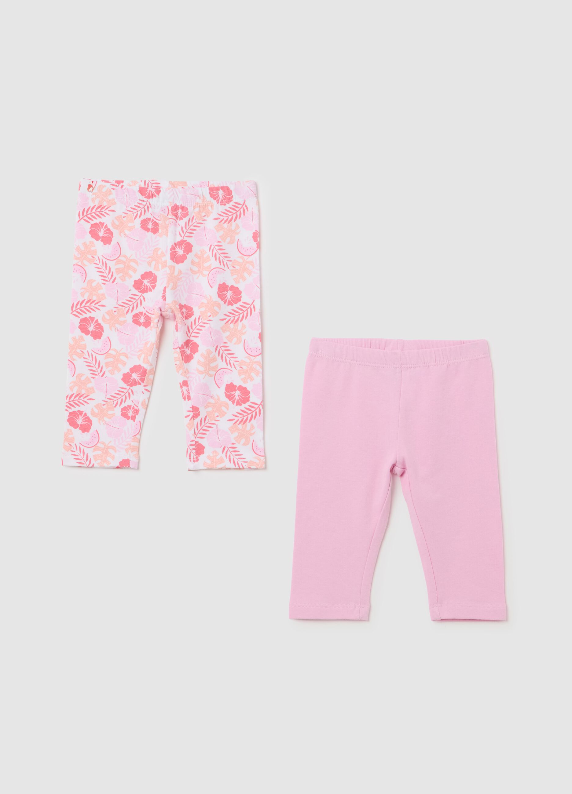 Leggings da bambina in cotone elasticizzato rosa regular fit