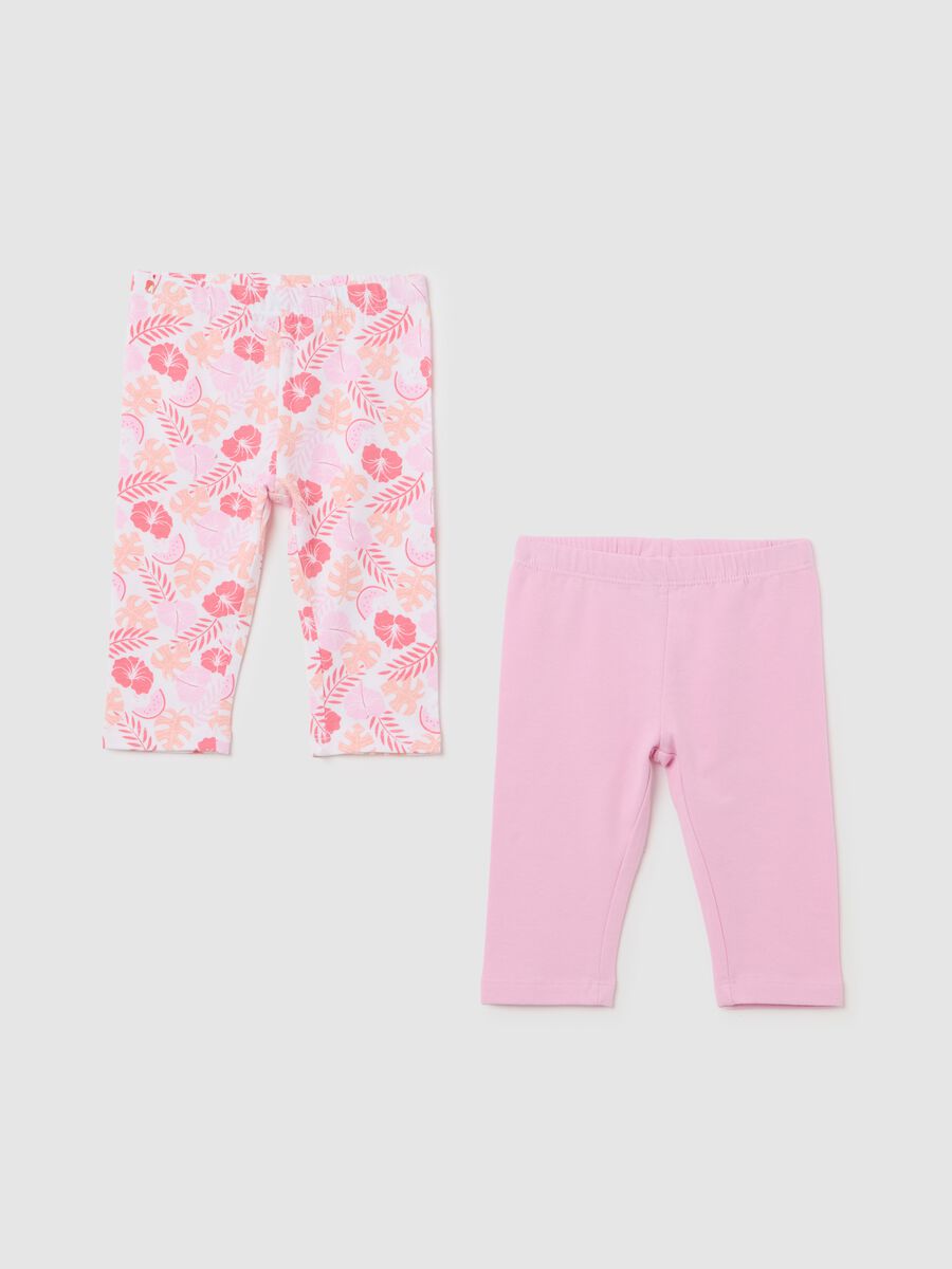 Pink stretch cotton leggings Fagottino_0