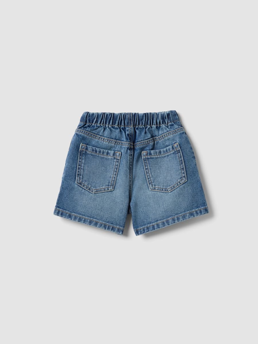Shorts denim blu in puro cotone da bambina regular fit_1