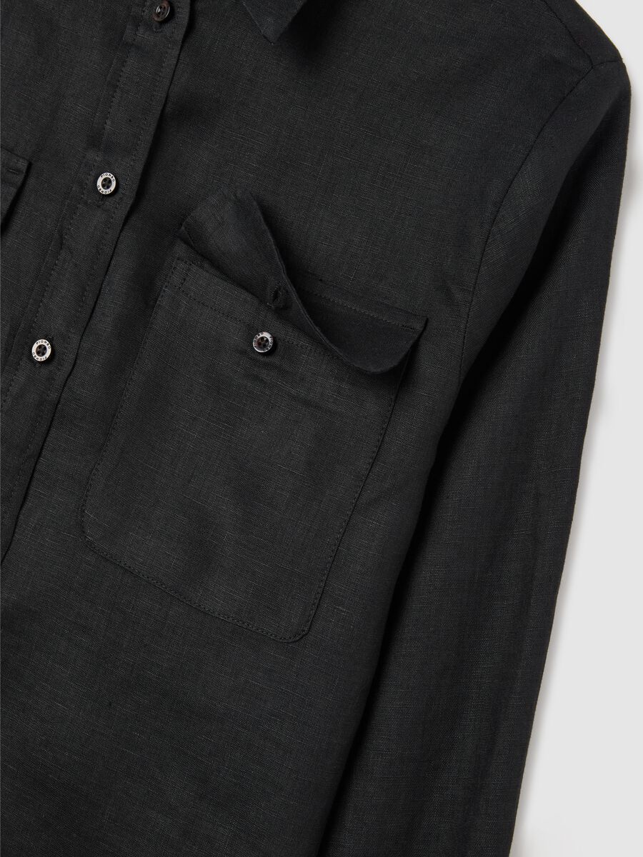 Long Sleeve Black Linen Shirt_5