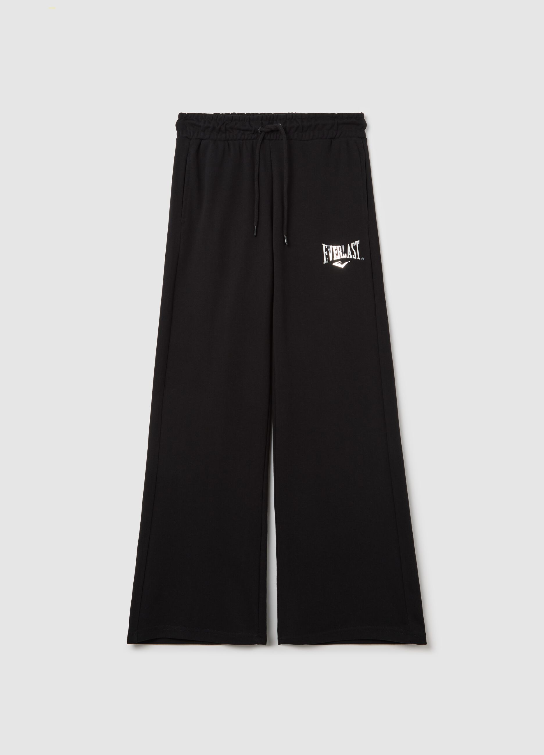 Joggers neri a campana con coulisse e stampa logo